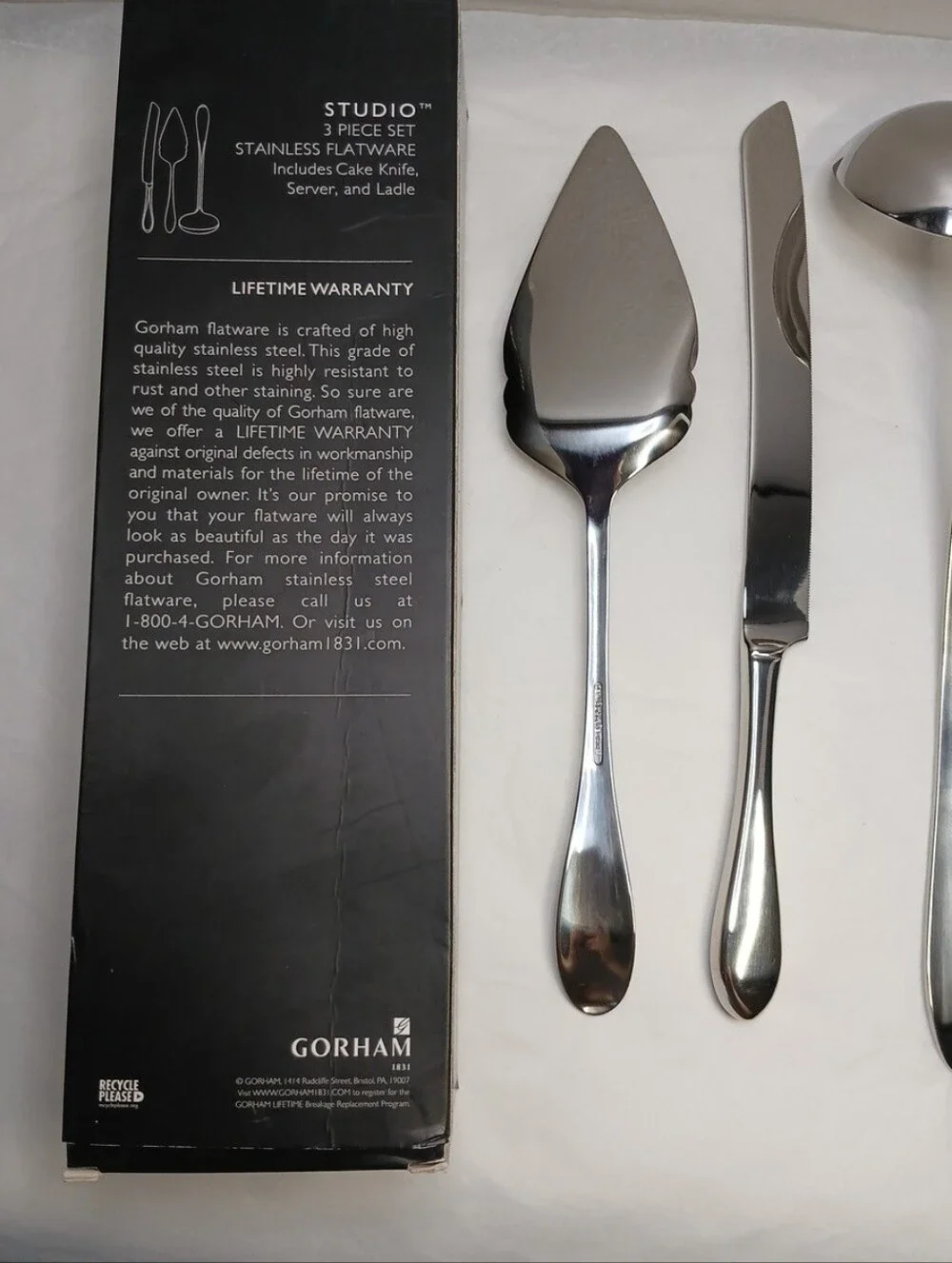 Gorham Silver-Tone Cake Server, Knife & Ladle Set